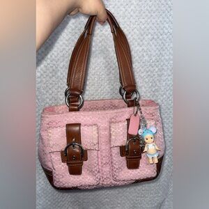 Pink and brown signature coach tote